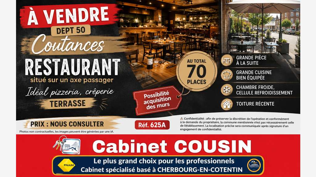 Vente pizzeria restaurant axe passant Coutances 