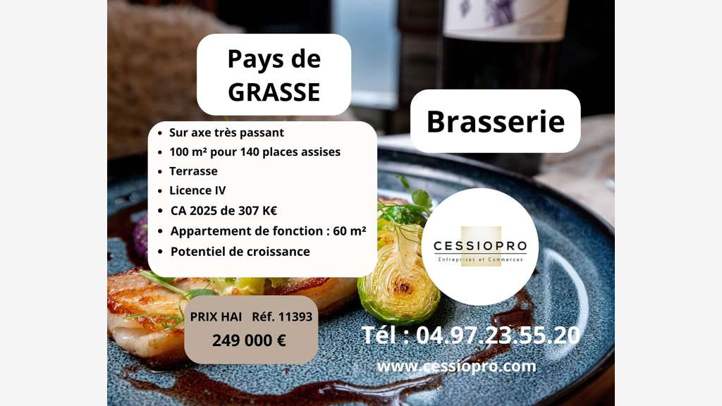 Vente brasserie fort potentiel empl N°1 à Grasse
