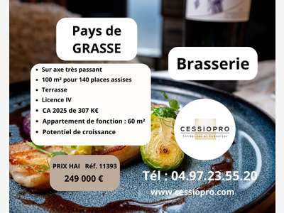 Vente brasserie fort potentiel empl N°1 à Grasse