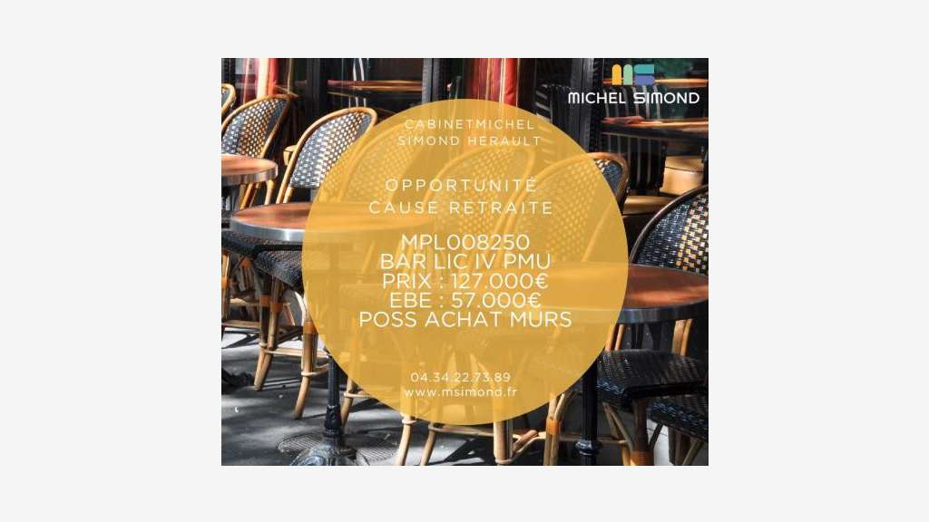 Vente bar licence IV PMU sur grande artère Hérault