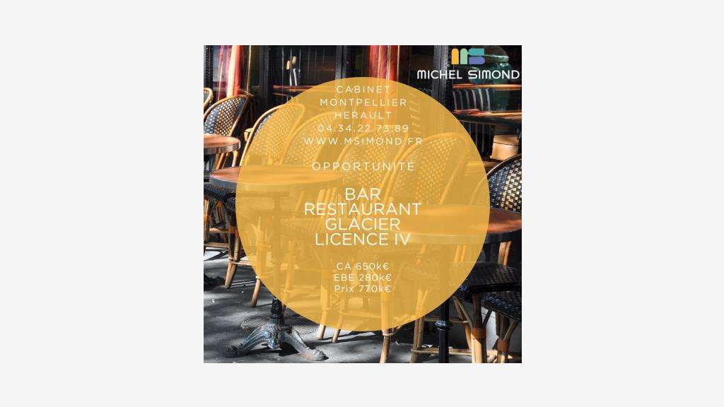 Vente bar restaurant glacier licence IV Hérault
