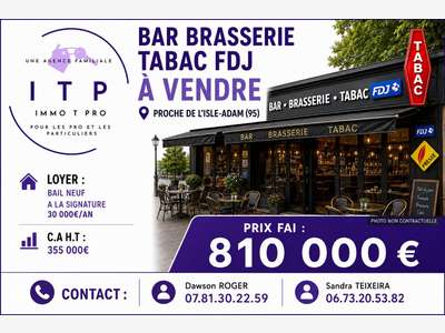 Cède magnifique bar brasserie tabac FDJ Val d'Oise