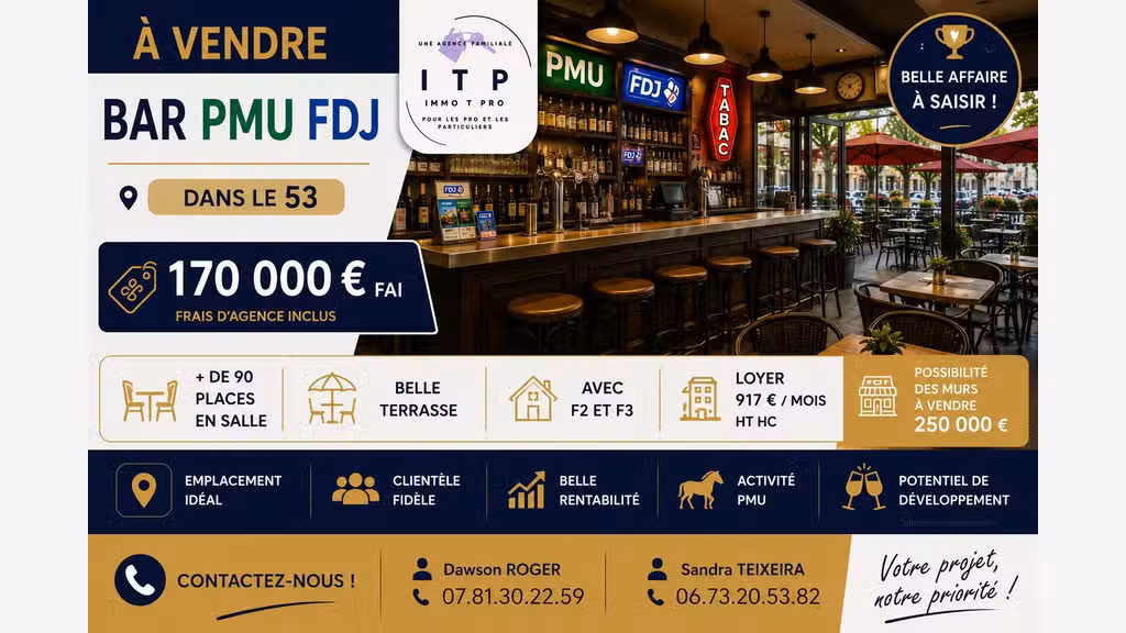 AV beau bar PMU FDJ dans la région de Mayenne (53)