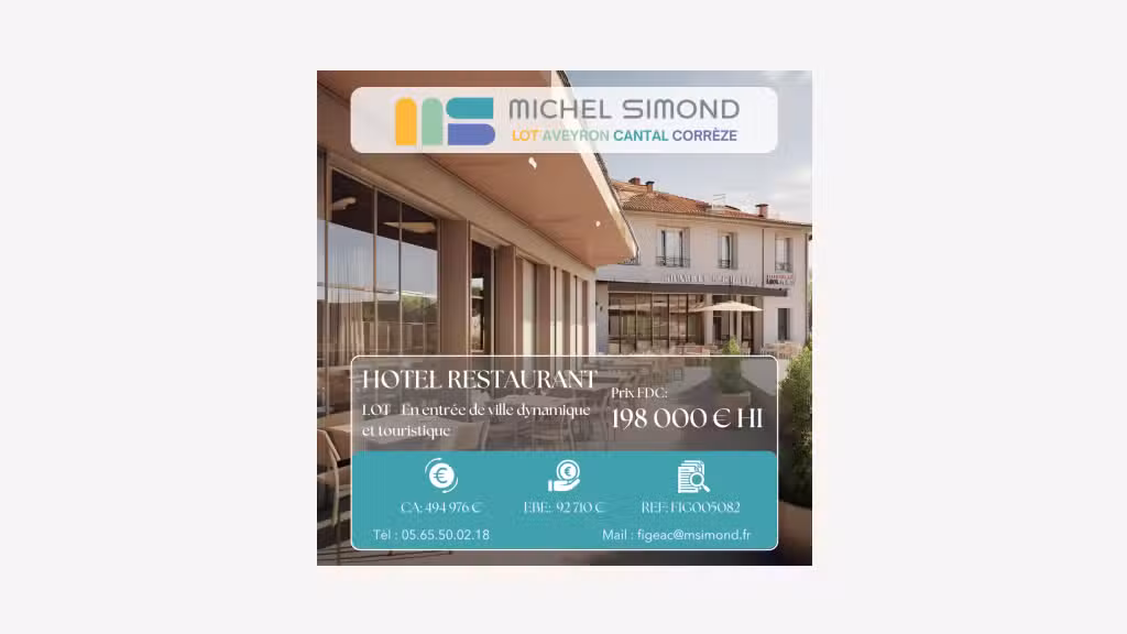 Vente hôtel bar restaurant lic IV empl top Lot