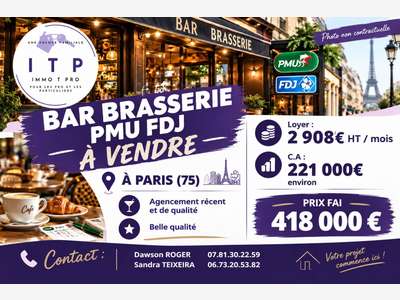 Vente bar FDJ PMU à Paris bel arrondissement