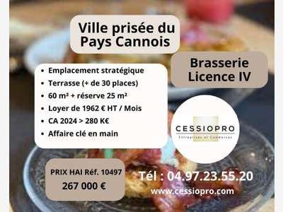 AV brasserie licence IV terrasse dans Pays Cannois