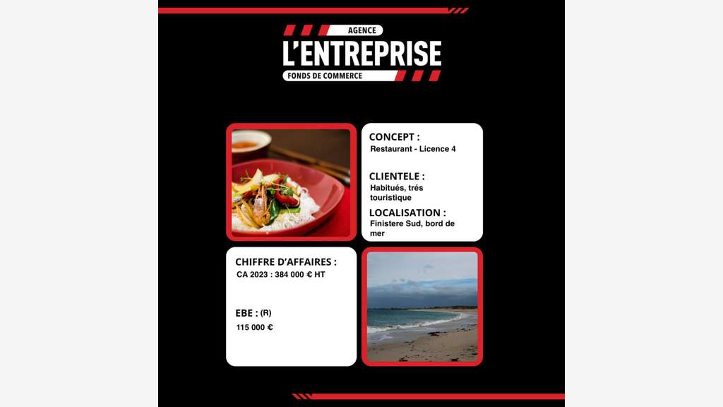 A vendre bar brasserie vue mer proche de Quimper