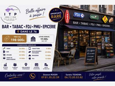 Vente beau bar tabac FDJ dans une belle ville 76