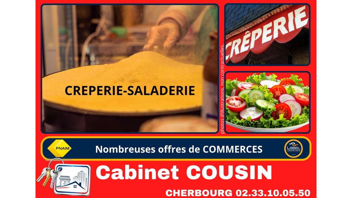 Vente crêperie d'angle face joli port de la Manche