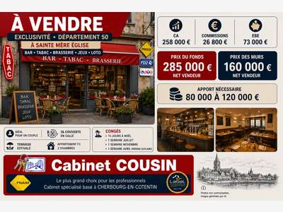 Vente bar tabac restaurant jeux Sainte Mère Eglise