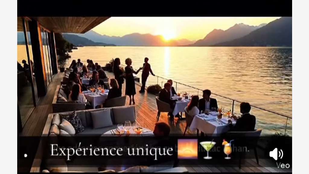 AV restaurant pieds dans l'eau bord du Lac Léman