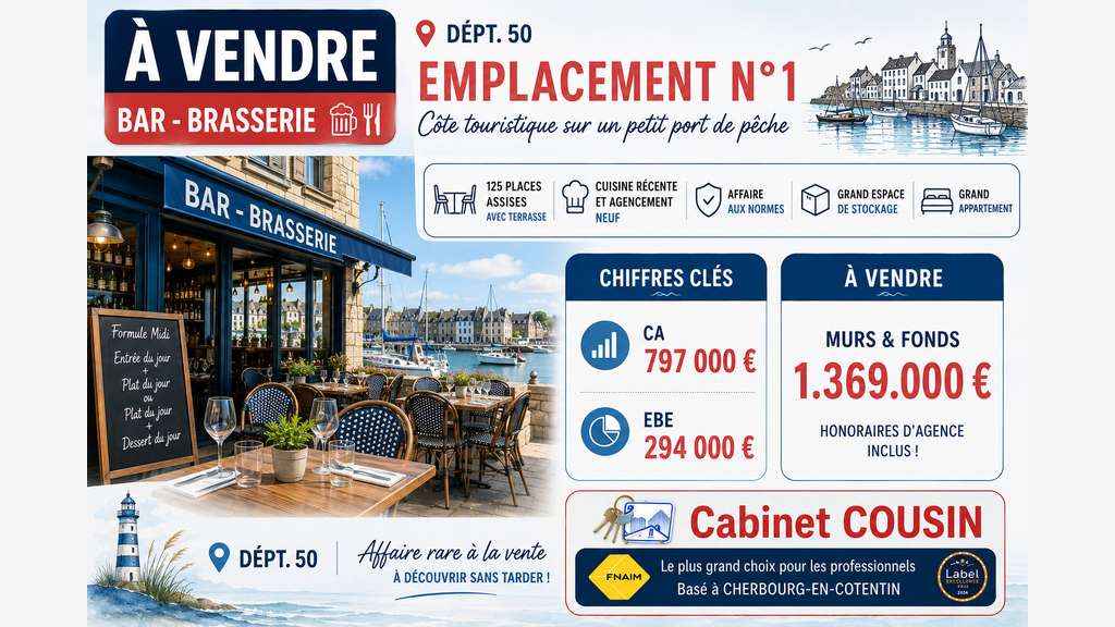 Vente bar brasserie empl N°1 côte touristique 50
