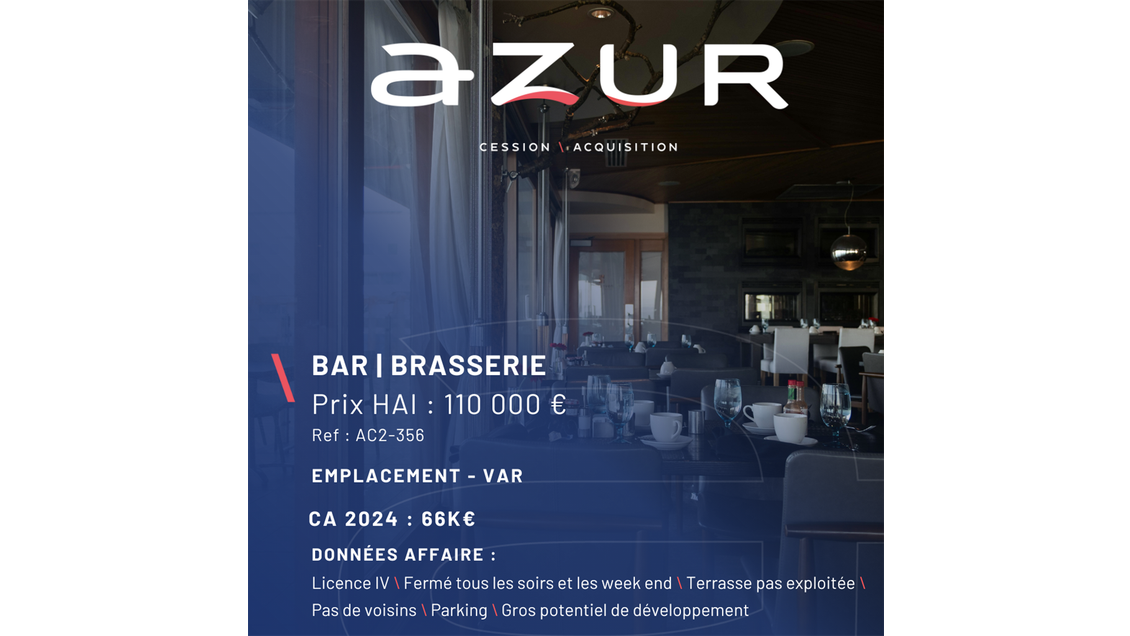 VENTE Bar Brasserie Licence 4 dans le Var