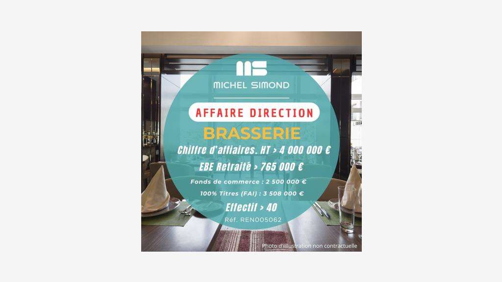 Vente brasserie affaire de direction avec CA ht 4M