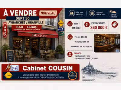 Vente bar tabac PMU logement à Avranches/Granville