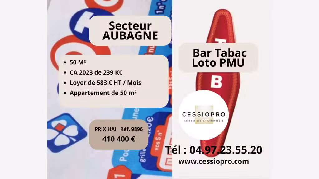 Vente bar Tabac PMU Loto licence IV à Aubagne