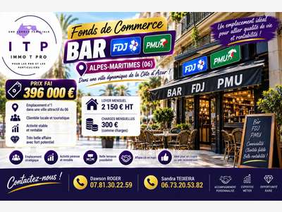 Vente beau bar PMU FDJ ville touristique 06