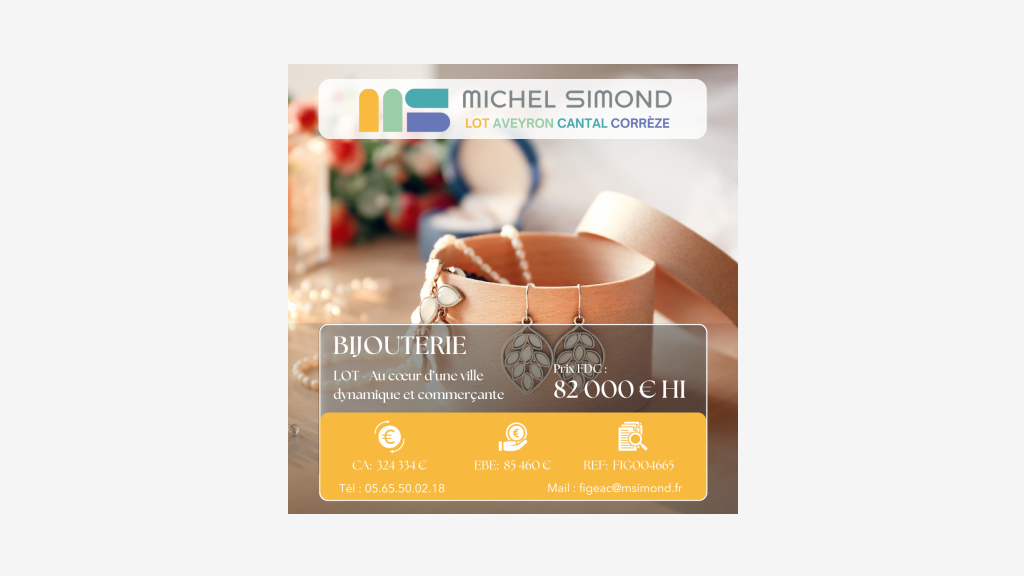 Vente FDC joaillier bijouterie horlogerie au Lot