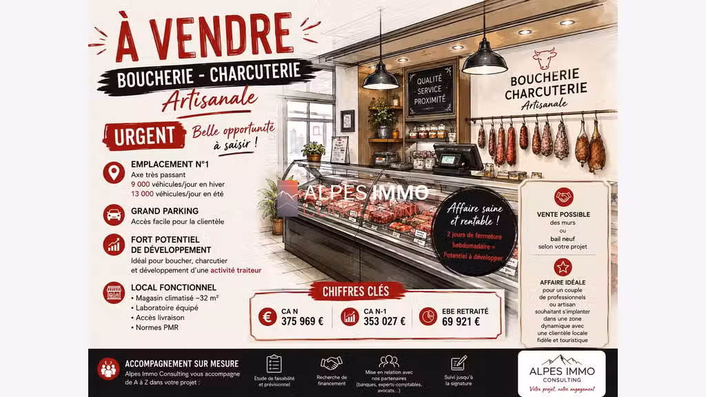 A vendre boucherie artisanale en Hautes-Alpes<br