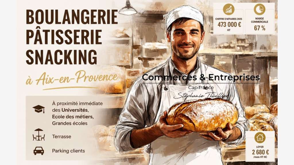 Vente boulangerie pâtisserie à Aix en Provence