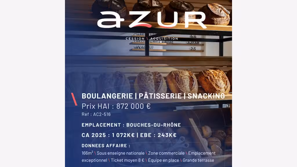 VENTE Boulangerie Pâtisserie Snacking ss enseigne