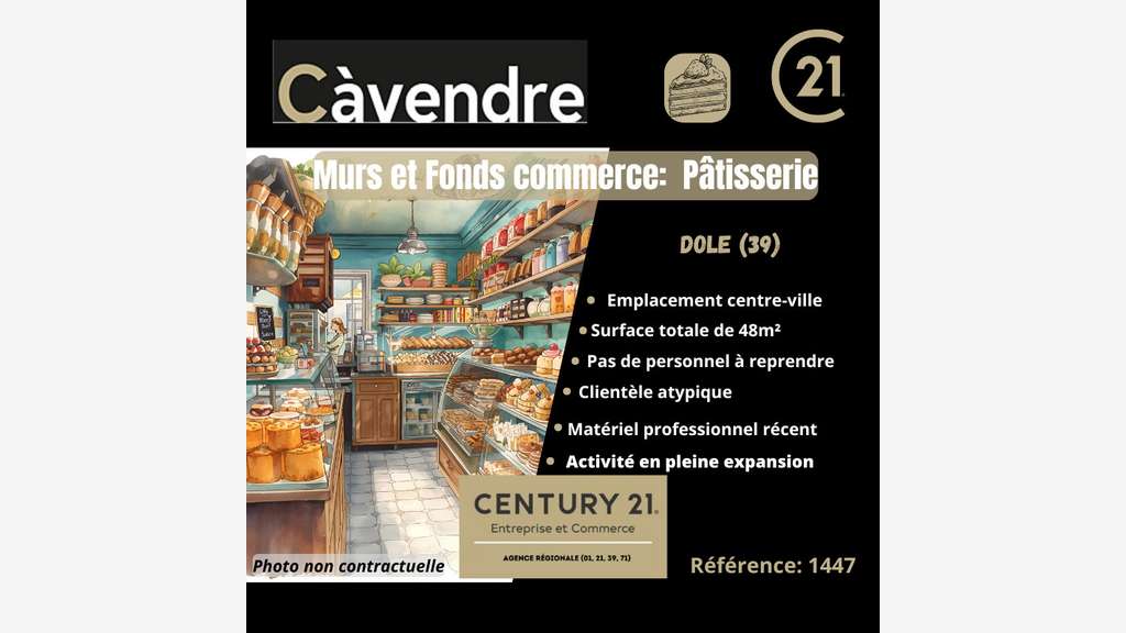 Murs et fonds de pâtisserie à vendre à Dole
