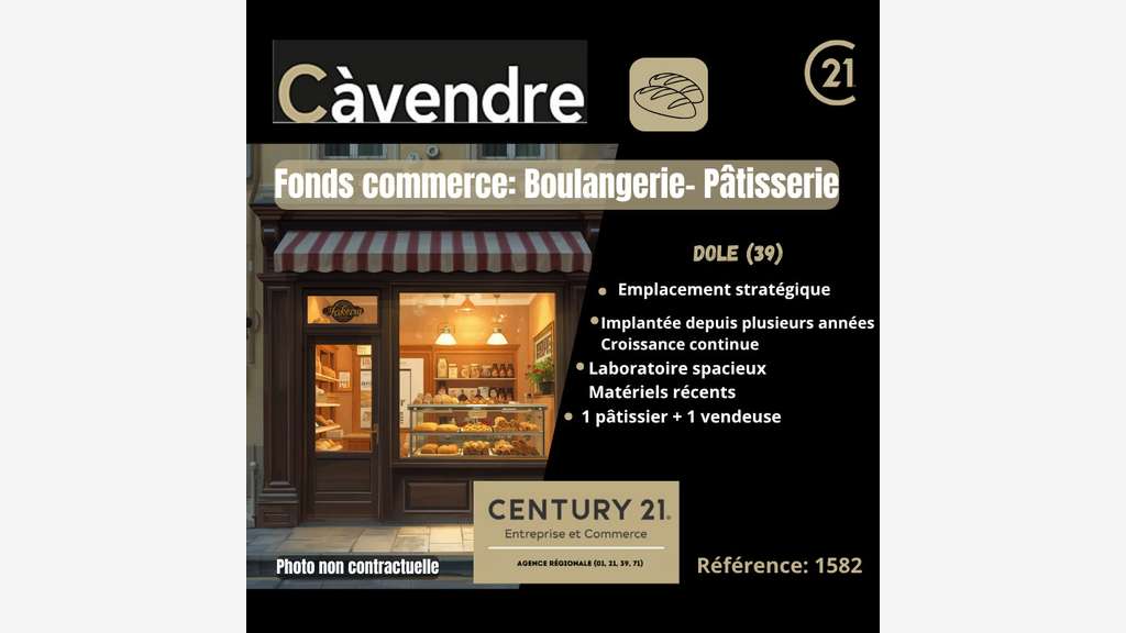 Vente boulangerie/Pâtisserie sur Dole empl strat