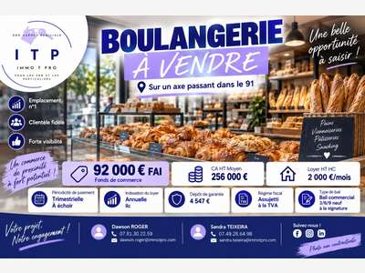 Vente boulangerie sandwicherie en ville Essonne