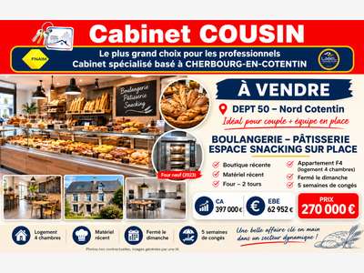 Vente boulangerie pâtisserie dans le Nord Cotentin