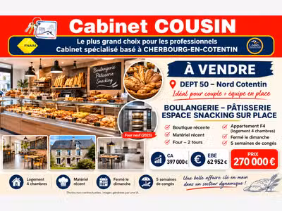 Vente boulangerie pâtisserie dans le Nord Cotentin