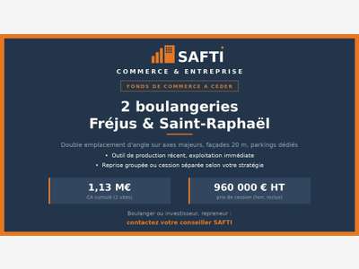 Vente boulangeries terminaux de cuisson à Fréjus