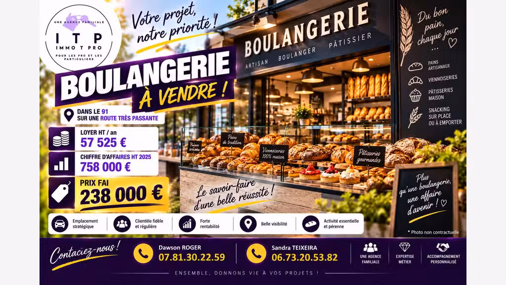 Vente belle boulangerie en péri de Juvisy-sur-Orge