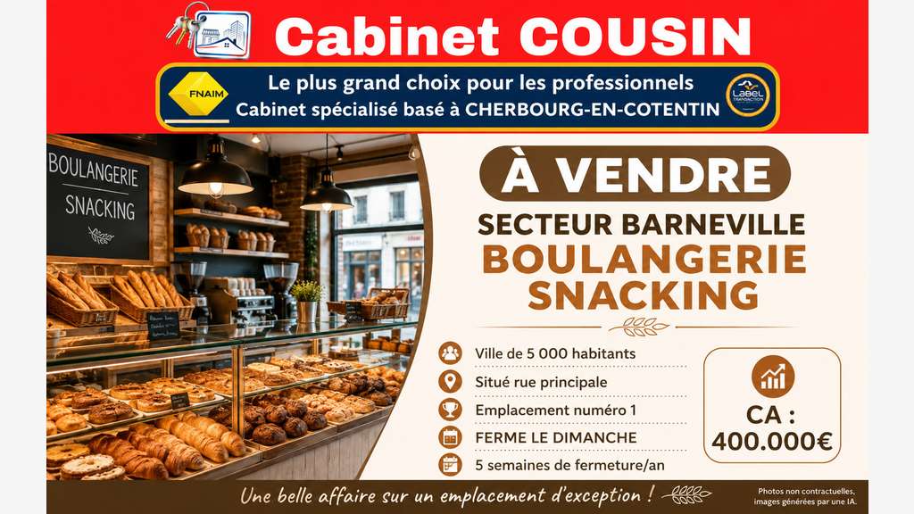 Vente boulangerie pâtisserie secteur Barneville