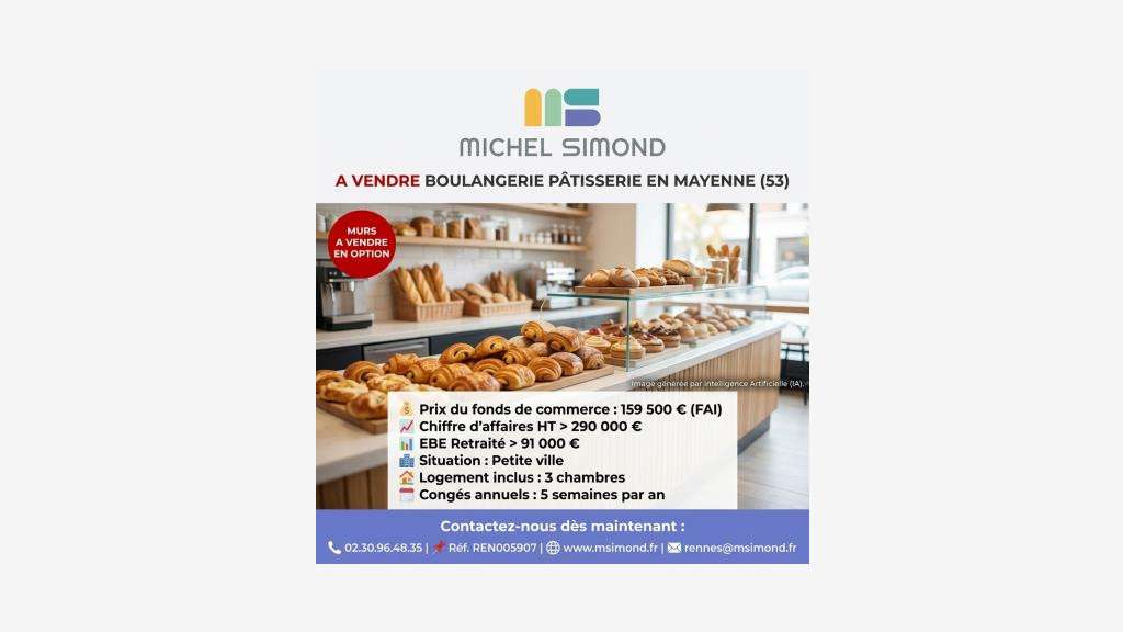 VENTE FDC BOULANGERIE, PÂTISSERIE EN MAYENNE