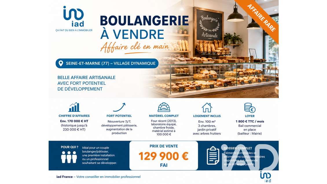 Vente boulangerie patisserie artisanale à Mortcerf