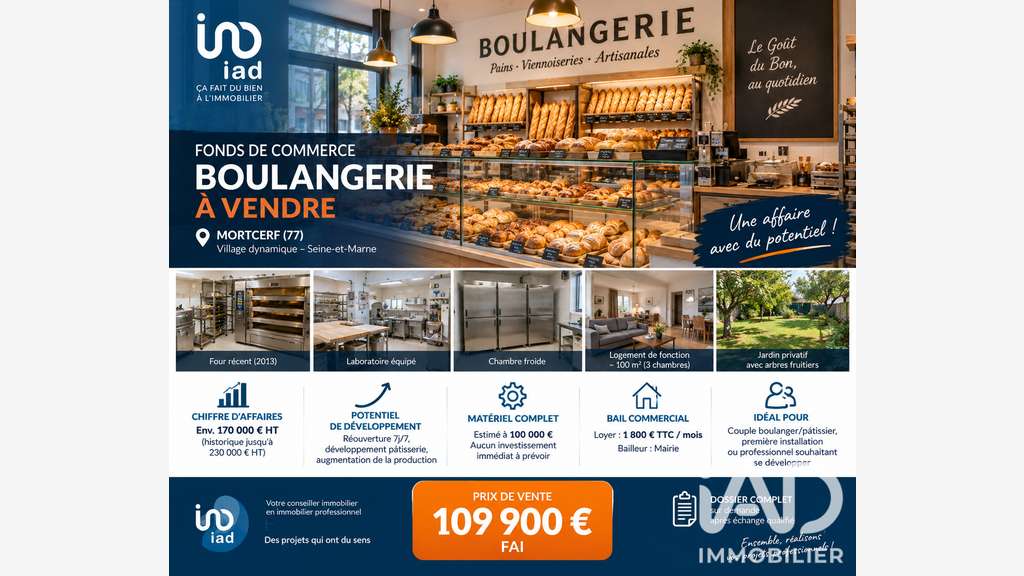 Vente boulangerie patisserie artisanale à Mortcerf