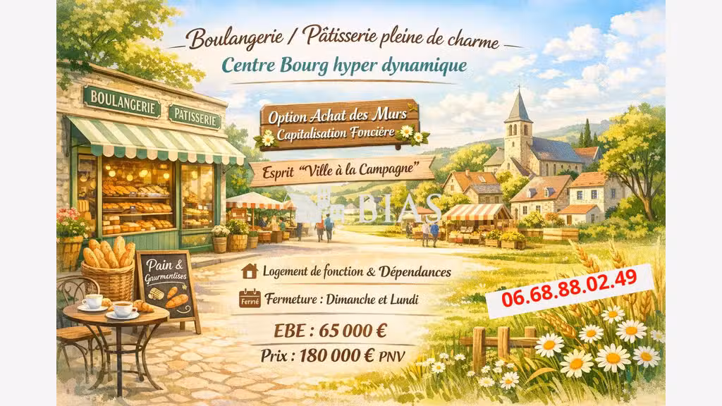 Vente boulangerie pâtisserie pleine de charme 76