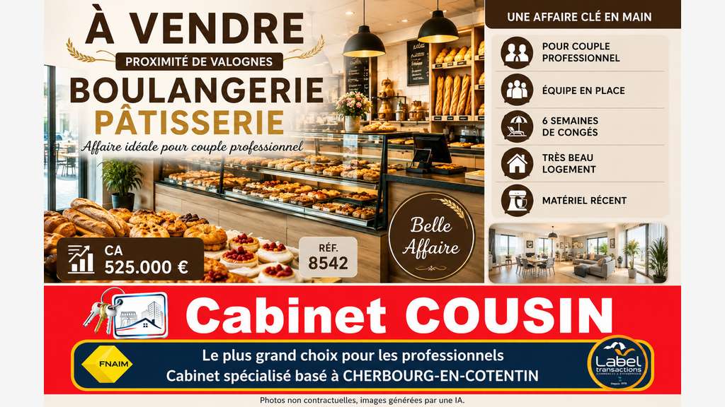 Vente boulangerie pâtisserie proche de Valognes
