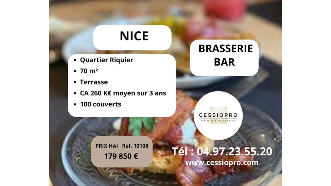 Vente Brasserie bar en angle quartier Riquier Nice