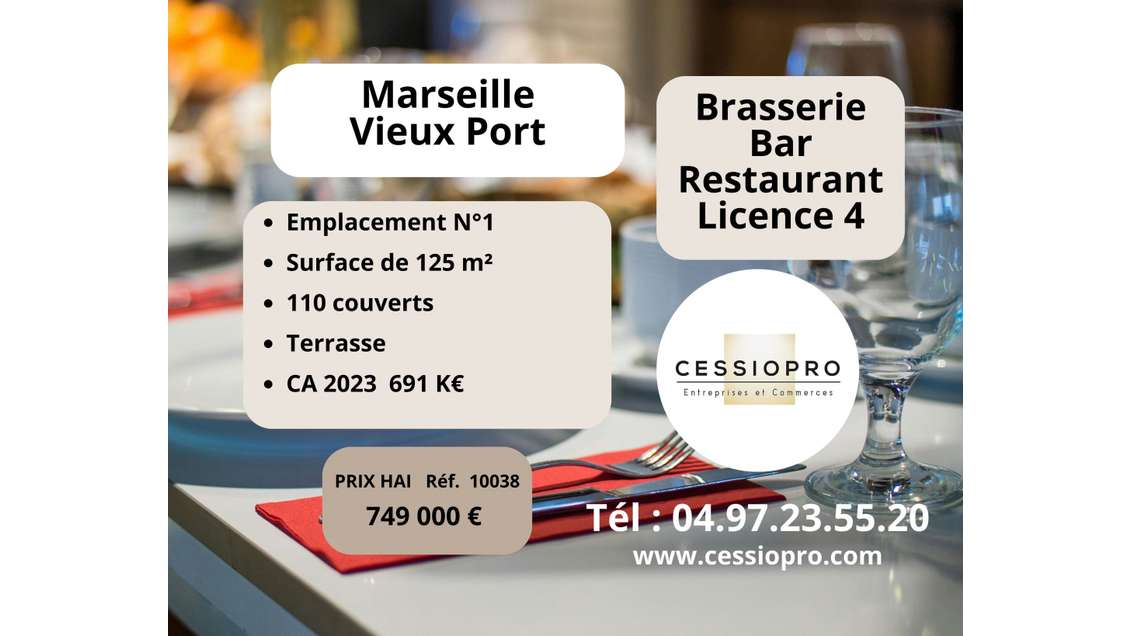 Vente brasserie bar restaurant licence 4 Marseille