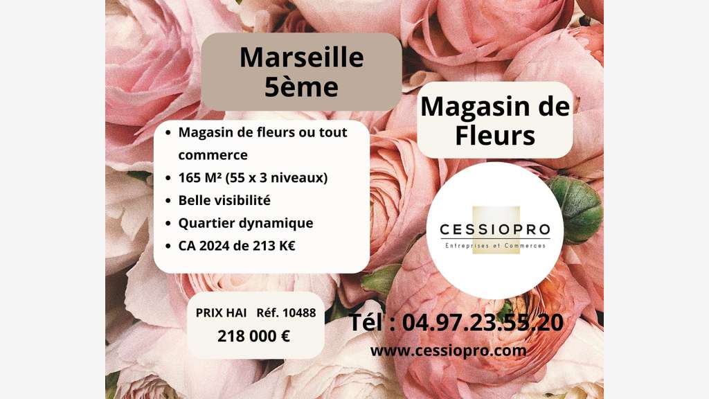 A vendre pour 218 k€ magasin de fleurs à Marseille