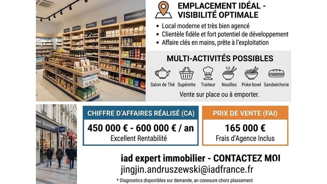 AV traiteur/fast food + épicerie empl idéal 75009