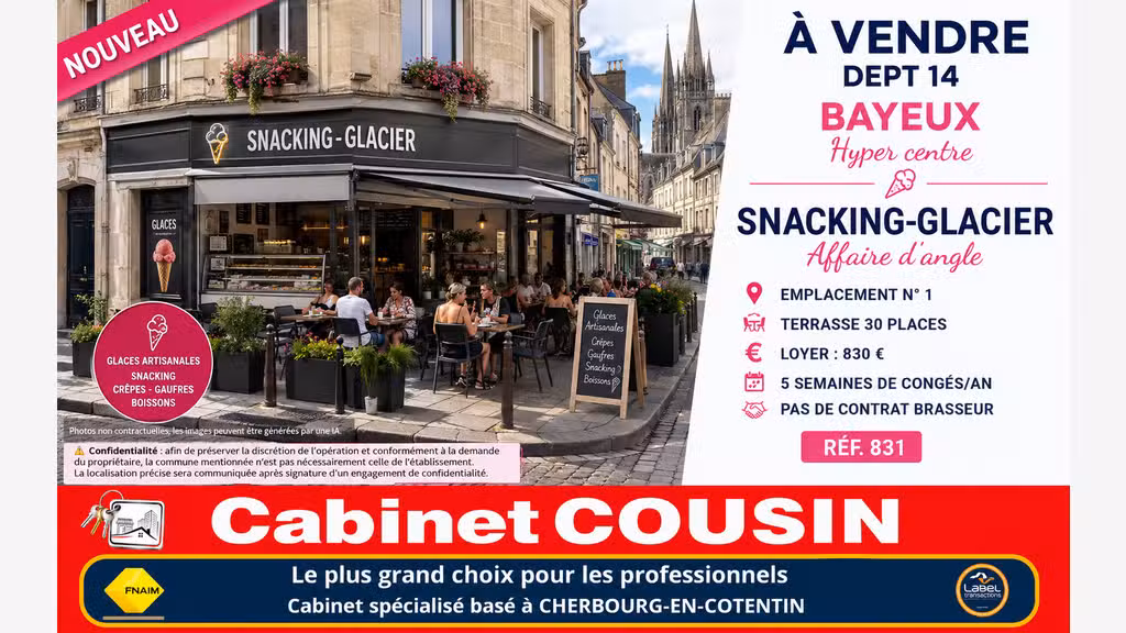 Vente FDC snacking empl N°1 hyper centre de Bayeux