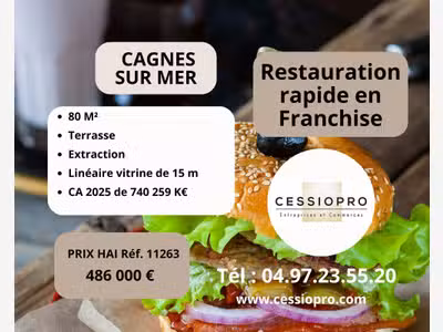 AV FDC restauration rapide 80m² à Cagnes-sur-Mer