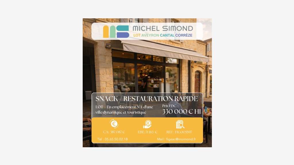 Cède restaurant rapide vente à emporter dept Lot