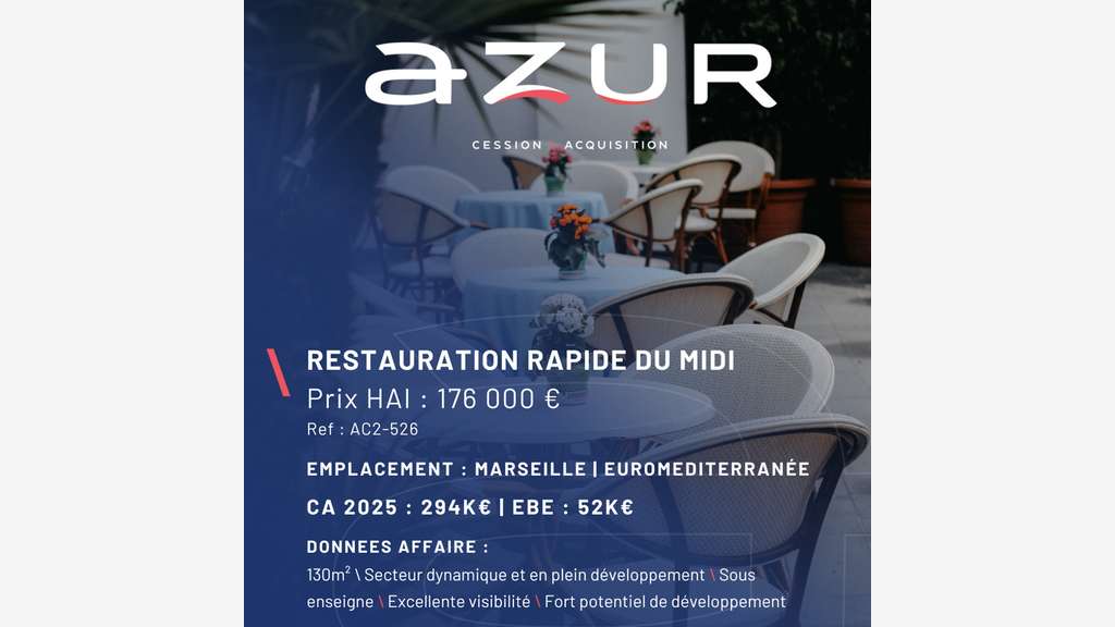 VENTE Restaurant du midi sous enseigne Euromed