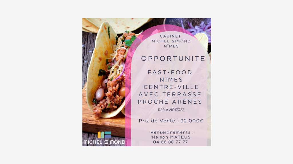 Vente snack/restauration rapide terrasse à Nîmes