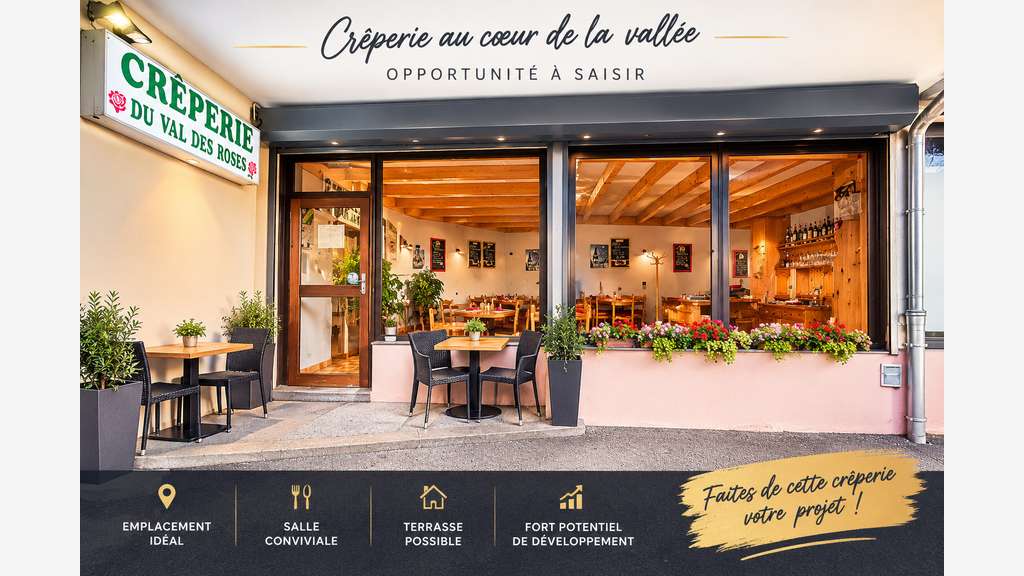 Vente crêperie 70m² en centre ville d'Alberville