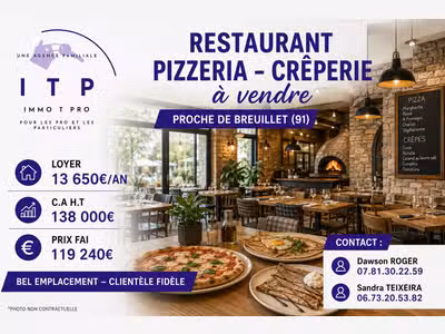 AV belle pizzeria crêperie dans une belle ville 91
