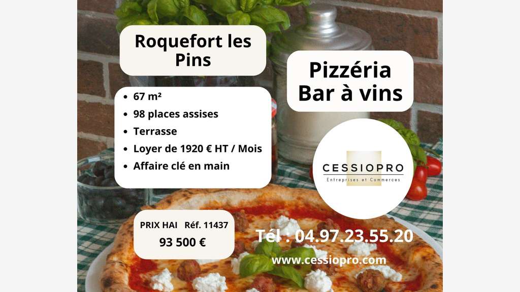 AV pizzeria bar à vins 67m² Roquefort-les-Pins